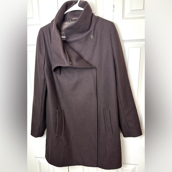 Mint BENETTON Brown Wool Jacket Pea Coat United Colors Of Benetton Classic Stile - Picture 3 of 9